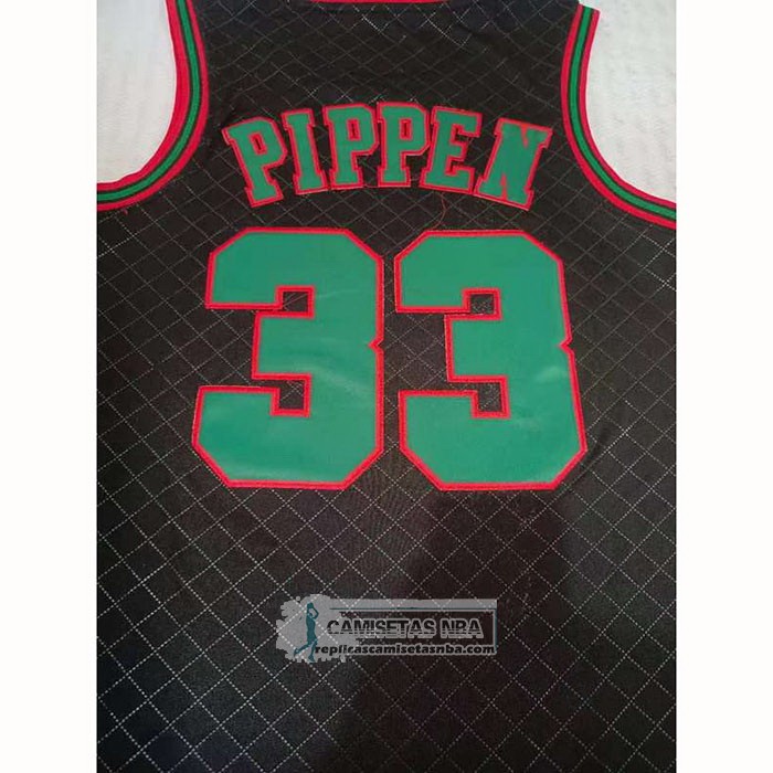 Camiseta Chicago Bulls Scottie Pippen NO 33 Mitchell & Ness 1997-98 Negro